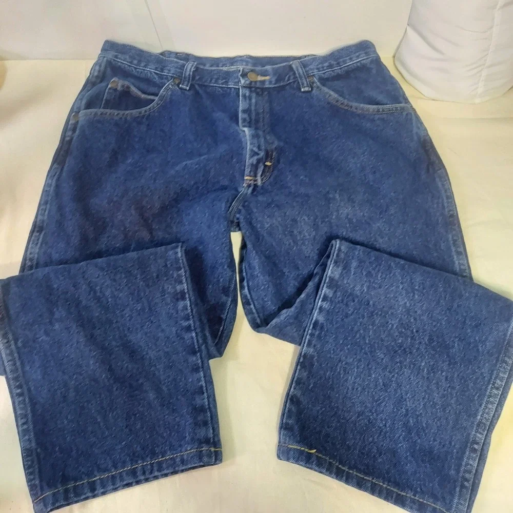 Wrangler Regular Fit Jeans‎ Mens 36x30 Dark Wash Denim Casual Pants Read!